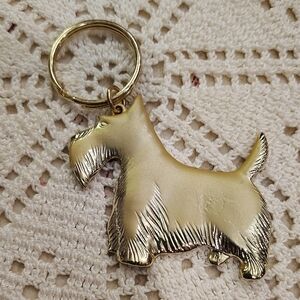 Scottish Terrier Keychain Gold Tone Brushed Look